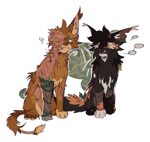 characters from Eddsworld &amp; Warriors (designs: Tord by glens_abode, Hollyleaf by me)